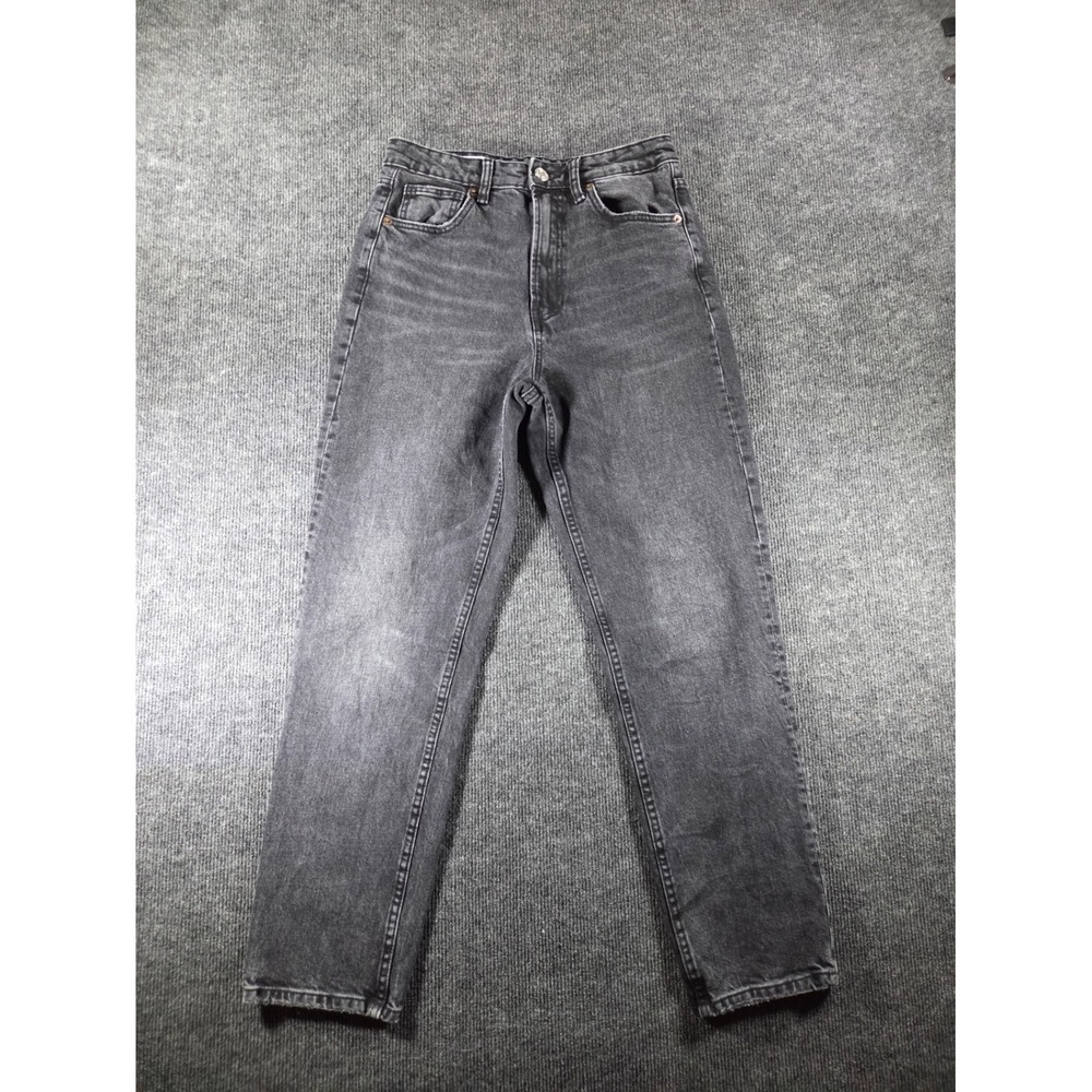 Zara Womens‎ High Rise Straight Leg Jeans Washed Black Denim Size 6 EUR 38